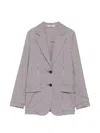 Carla G. Gingham-check Notched-lapels Jacket In Gray
