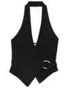 Carla G. Halterneck Ring-detail Gilet In Black