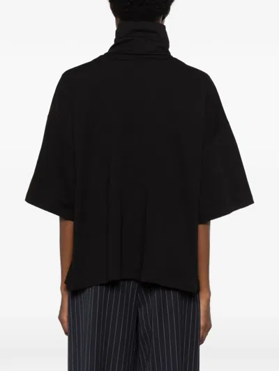 Carla G. Mock-neck Short-sleeve T-shirt In Black
