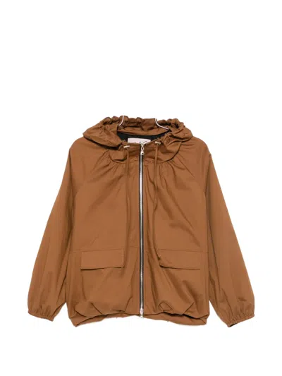Carla G. Sedo Hooded Zip-up Jacket In Brown