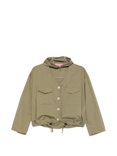 Carla G. Soti Drawstring-hem Flap-pocket Shirt In Green