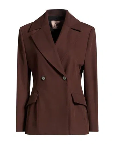 Carla G. Woman Blazer Chocolate Brown Size 10 Polyester, Viscose, Elastane In Burgundy