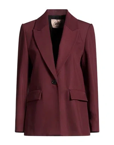 Carla G. Woman Blazer Garnet Size 10 Polyester, Viscose, Elastane In Burgundy