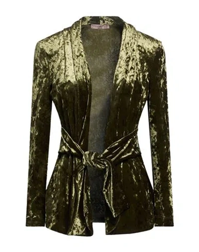 Carla G. Woman Blazer Military Green Size 6 Polyester, Elastane