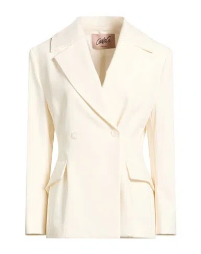 Carla G. Woman Blazer Off White Size 8 Polyester, Viscose, Elastane In Neutral