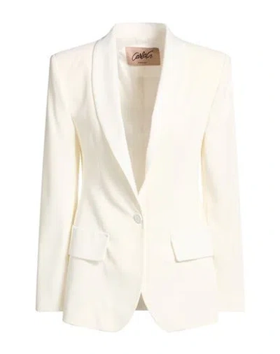 Carla G. Woman Blazer Off White Size 8 Polyester, Viscose, Elastane In Neutral