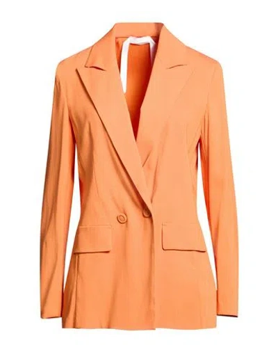 Carla G. Woman Blazer Orange Size 6 Acetate, Viscose, Elastane