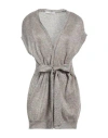 Carla G. Woman Cardigan Light Brown Size 6 Viscose, Metallic Polyester, Polyamide In Beige