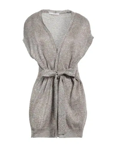 Carla G. Woman Cardigan Light Brown Size 6 Viscose, Metallic Polyester, Polyamide In Beige
