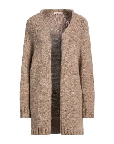 Carla G. Woman Cardigan Light Brown Size 8 Wool, Polyacrylic, Alpaca Wool In Multi