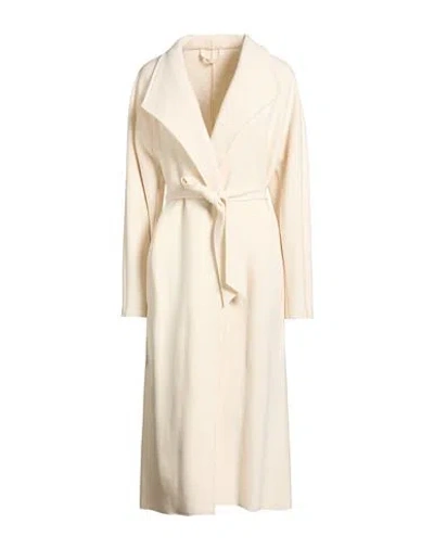 Carla G. Woman Coat Cream Size 10 Wool, Polyamide In White