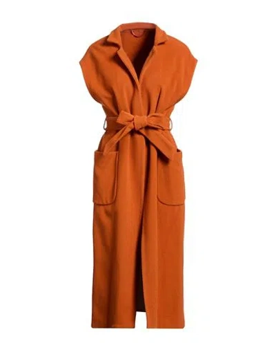 Carla G. Woman Coat Rust Size 6 Virgin Wool, Polyamide In Red