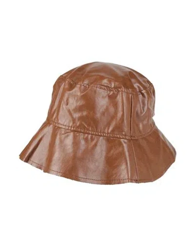 Carla G. Woman Hat Brown Size Onesize Polyurethane, Viscose, Polyester, Cotton, Metal Fiber