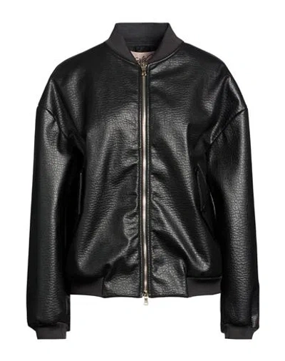 Carla G. Woman Jacket Black Size 10 Polyurethane, Polyester, Elastane