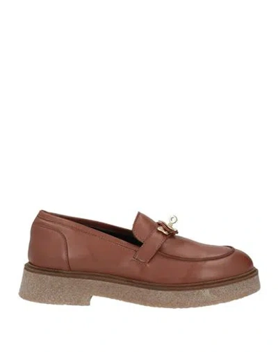 Carla G. Woman Loafers Brown Size 8 Leather