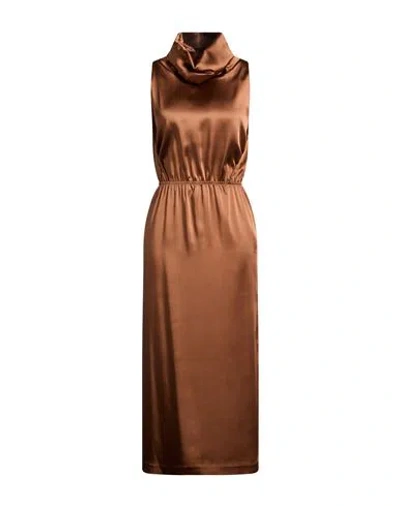 Carla G. Woman Maxi Dress Camel Size 10 Acetate, Viscose, Elastane In Brown