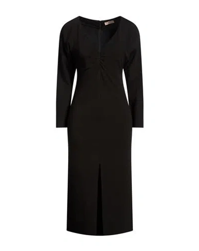 Carla G. Woman Midi Dress Black Size 8 Viscose, Polyamide, Elastane