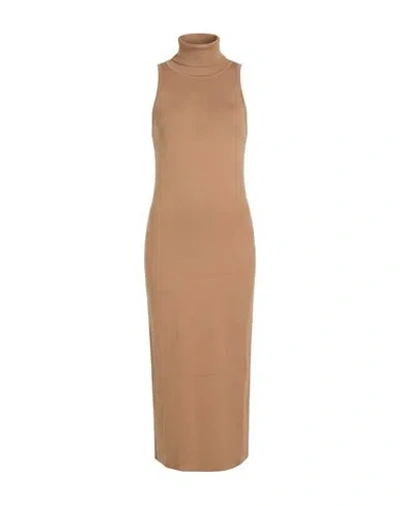 Carla G. Woman Midi Dress Camel Size 8 Viscose, Polyamide, Polyester In Neutral