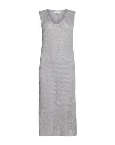 Carla G. Woman Midi Dress Grey Size 8 Cotton, Polyamide, Metallic Polyester In Gray