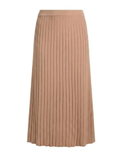 Carla G. Woman Midi Skirt Camel Size 6 Viscose, Polyester, Nylon In Neutral
