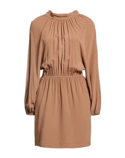 Carla G. Woman Mini Dress Camel Size 10 Acetate, Silk In Brown