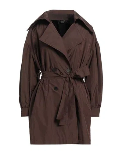 Carla G. Woman Overcoat Brown Size 10 Polyester