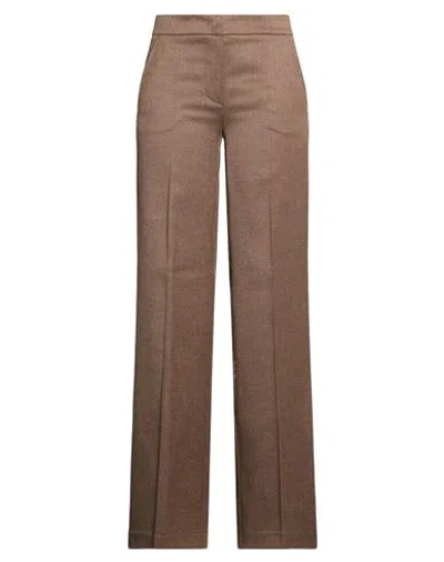 Carla G. Woman Pants Brown Size 2 Viscose, Polyester, Virgin Wool, Elastane