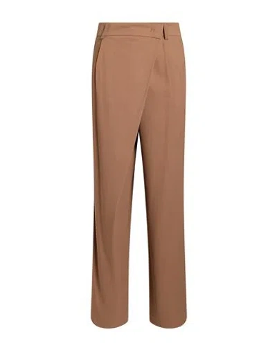 Carla G. Woman Pants Light Brown Size 4 Acetate, Viscose, Elastane