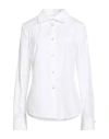 Carla G. Woman Shirt White Size 10 Cotton, Polyamide, Elastane In White