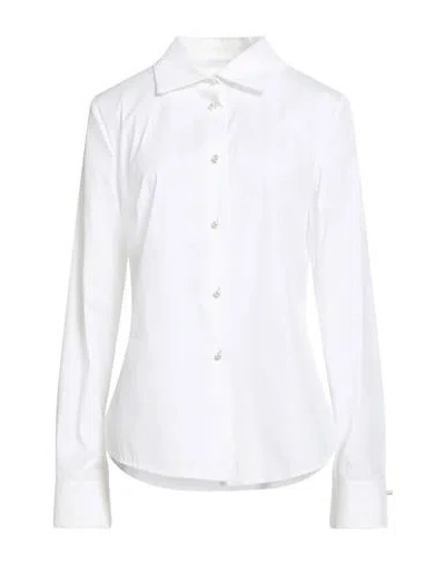 Carla G. Woman Shirt White Size 10 Cotton, Polyamide, Elastane