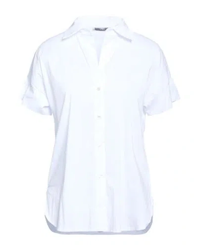Carla G. Woman Shirt White Size 10 Cotton, Polyamide, Elastane