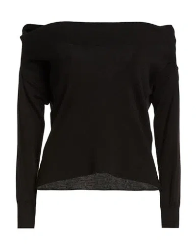 Carla G. Woman Sweater Black Size 6 Wool, Acrylic
