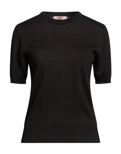 Carla G. Woman Sweater Black Size 8 Wool, Acrylic