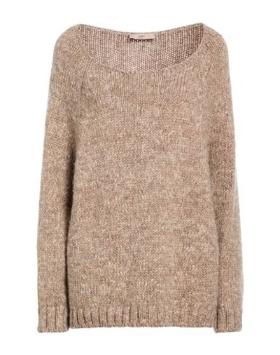 Carla G. Woman Sweater Light Brown Size 8 Wool, Polyacrylic, Alpaca Wool In Multi