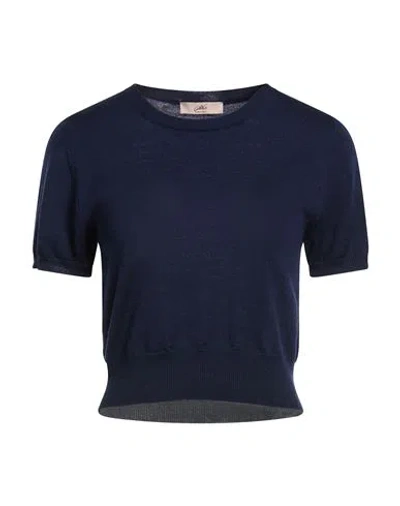 Carla G. Woman Sweater Navy Size 8 Merino Wool In Blue