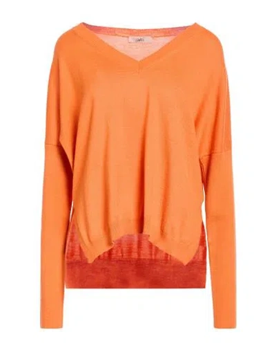 Carla G. Woman Sweater Orange Size 8 Wool, Acrylic