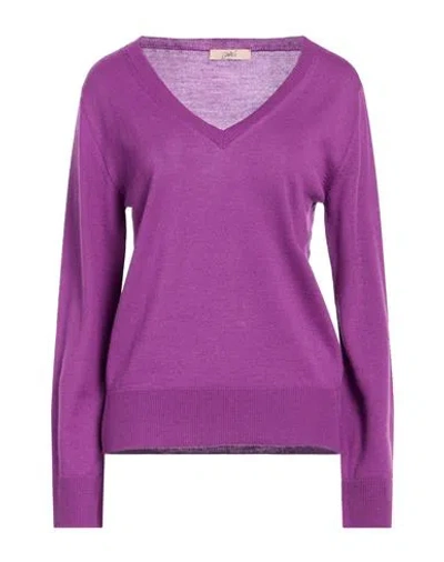 Carla G. Woman Sweater Purple Size 6 Wool, Acrylic
