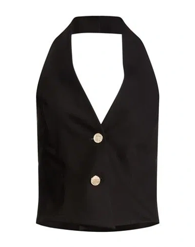 Carla G. Woman Tailored Vest Black Size 8 Polyester, Viscose, Elastane
