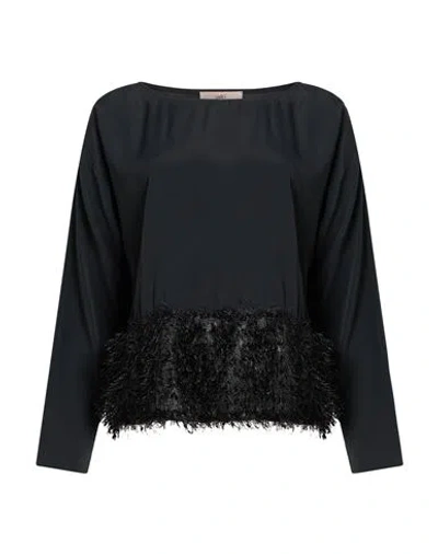 Carla G. Woman Top Black Size 4 Acetate, Silk
