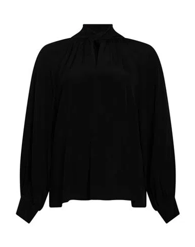 Carla G. Woman Top Black Size 8 Acetate, Silk