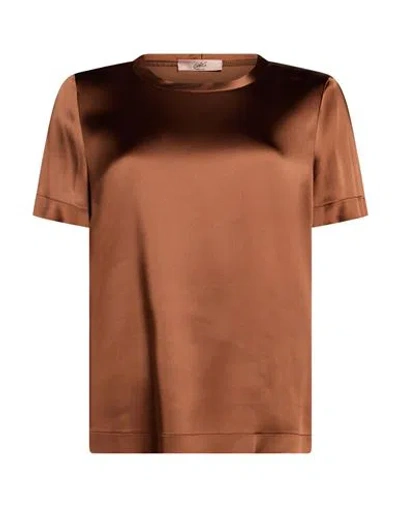 Carla G. Woman Top Brown Size 4 Acetate, Viscose, Elastane