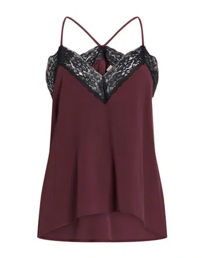 Carla G. Woman Top Burgundy Size 6 Acetate, Silk In Red