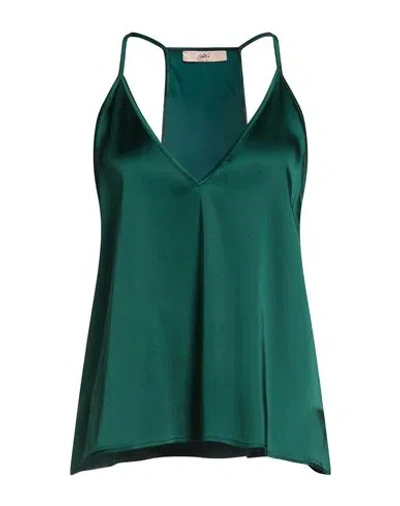 Carla G. Woman Top Dark Green Size 6 Acetate, Viscose, Elastane