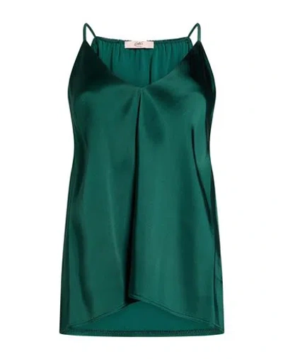 Carla G. Woman Top Dark Green Size 6 Acetate, Viscose, Elastane