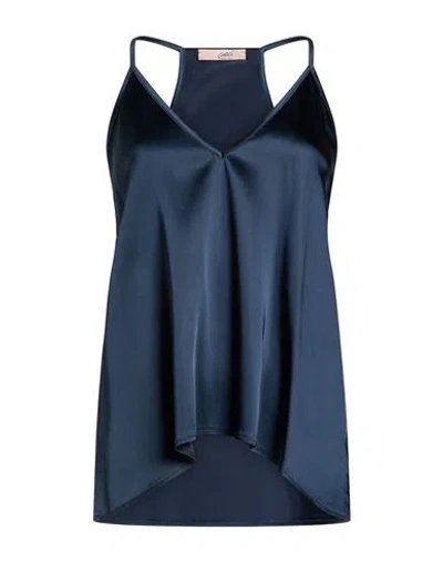 Carla G. Woman Top Midnight Blue Size 4 Acetate, Viscose, Elastane