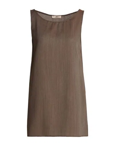 Carla G. Woman Top Taupe Size 6 Virgin Wool, Polyester, Viscose In Multi