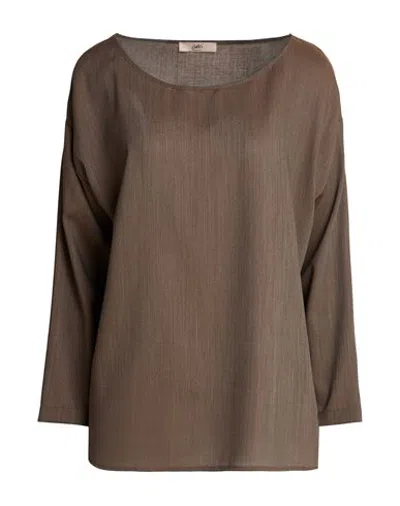 Carla G. Woman Top Taupe Size 6 Virgin Wool, Polyester, Viscose In Multi