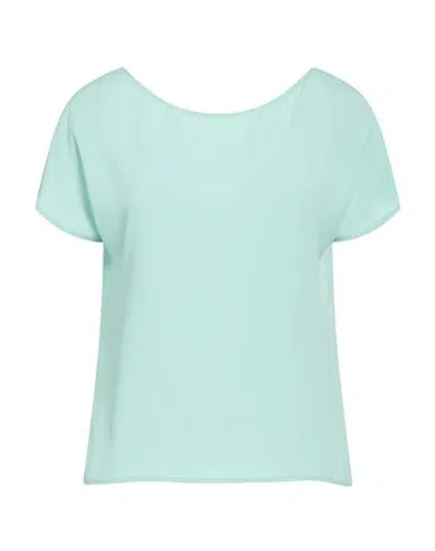 Carla G. Woman Top Turquoise Size 8 Acetate, Silk In Green