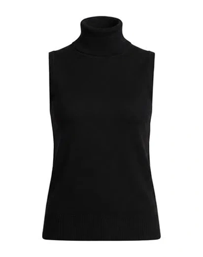 Carla G. Woman Turtleneck Black Size 6 Wool, Acrylic In Multi