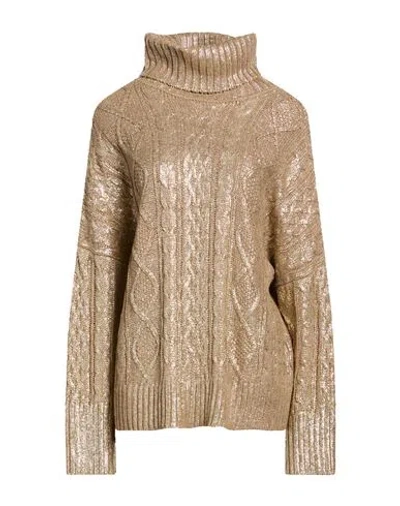 Carla G. Woman Turtleneck Gold Size 6 Polyacrylic, Viscose, Wool, Alpaca Wool